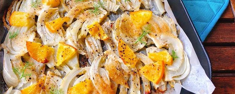 Baked fennel flavored with orange