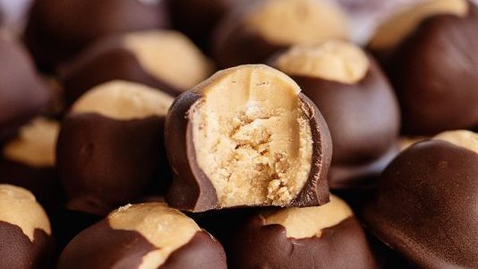 chocolate peanut butter balls hero