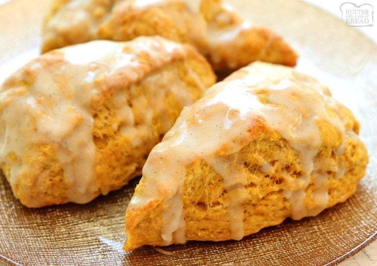 GLAZED PUMPKIN SCONES - Butter with a Side of Bread