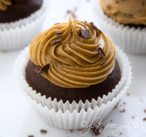 Gluten free chocolate cupcake recipe with coffee flavored icing