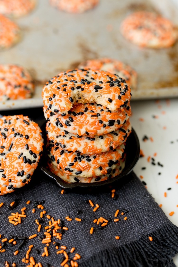 halloween cookies with orange and black sprinkles