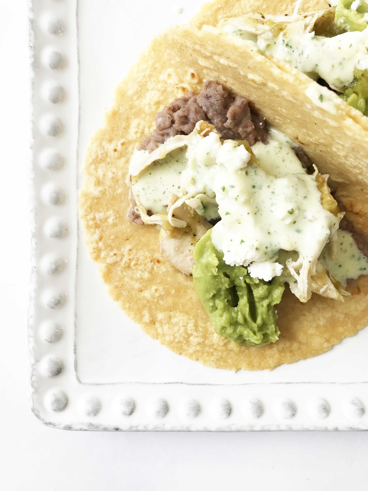 Instant Pot Verde Chicken Tacos (With Creamy Jalapeño) — The Skinny Fork