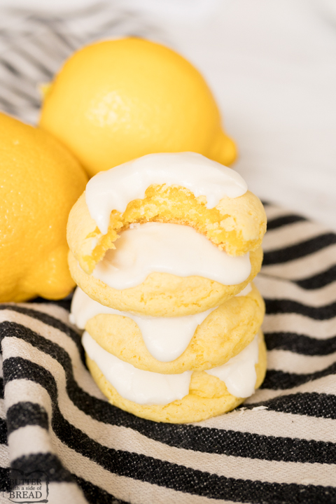 Lemon Cake Mix Cookies are soft & delicious lemon cookies made using a Lemon Cake Mix, butter and eggs. Topped with a sweet lemon glaze, this quick & easy lemon cake mix cookie recipe is the best!