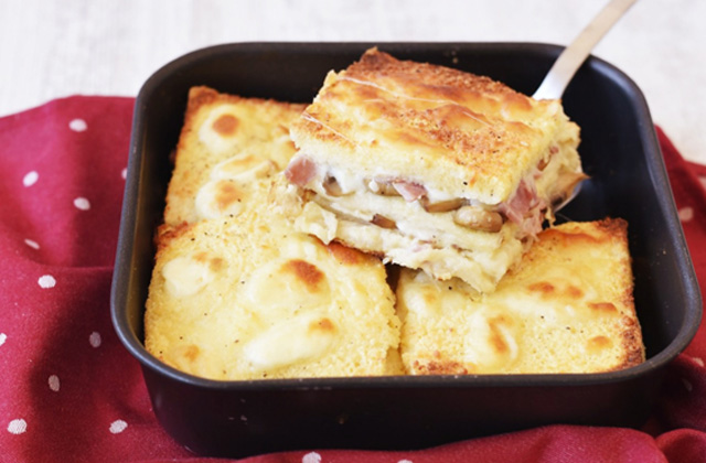 Pancarré cake with ham and mushrooms "style =" width: 640px;
