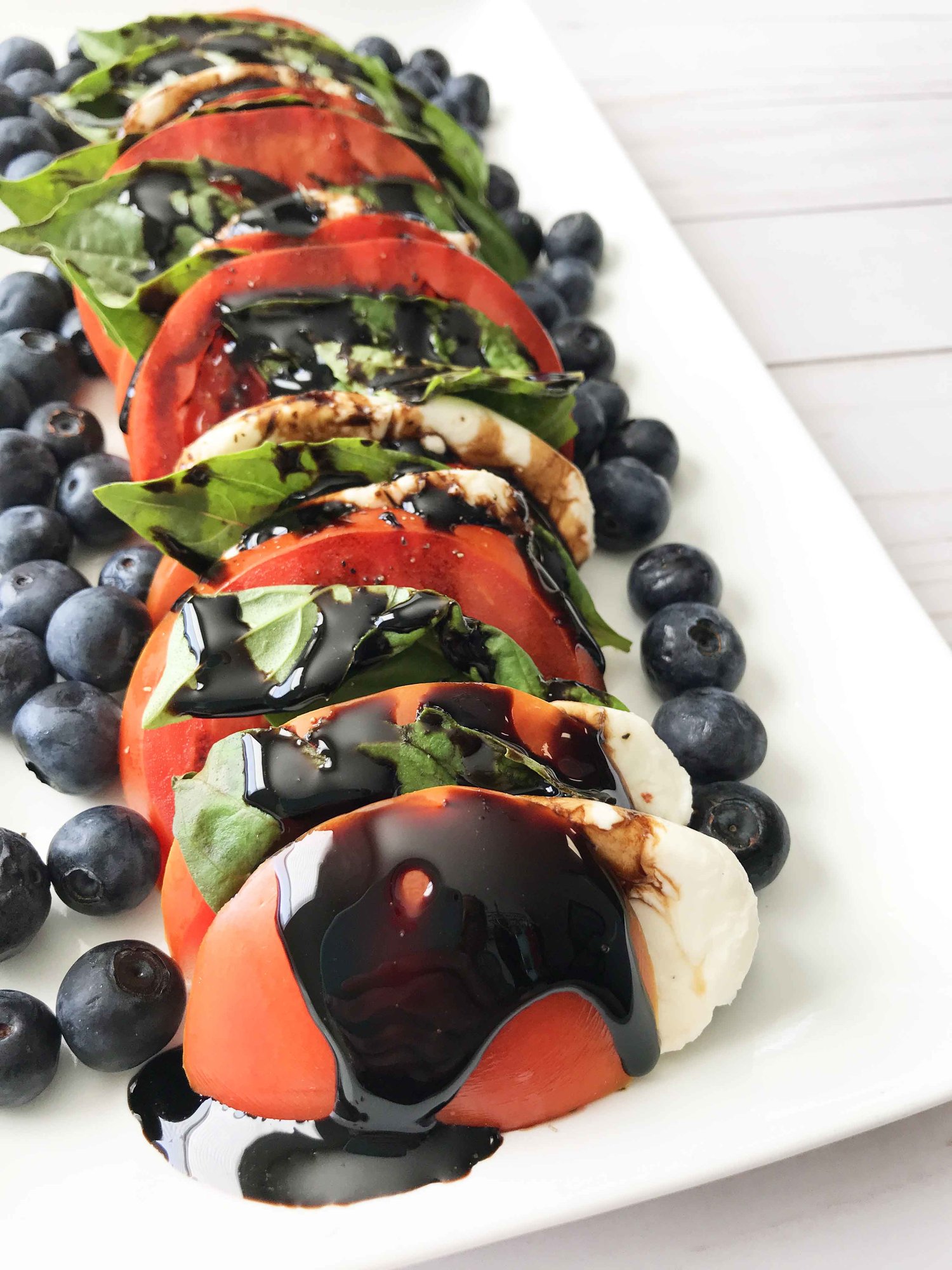 Red, White & Blueberries Caprese (With Balsamic Reduction) — The Skinny Fork