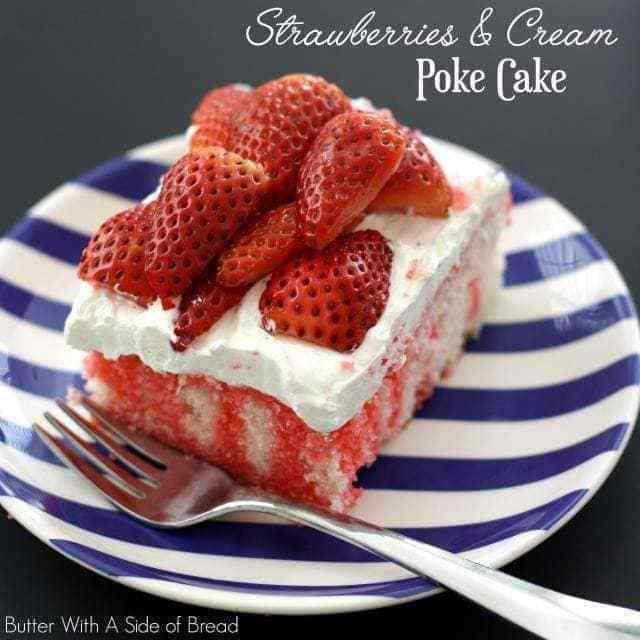 Strawberries & Cream Poke Cake is the perfect light and refreshing dessert for any gathering with family and friends - it is delicious and so pretty! 