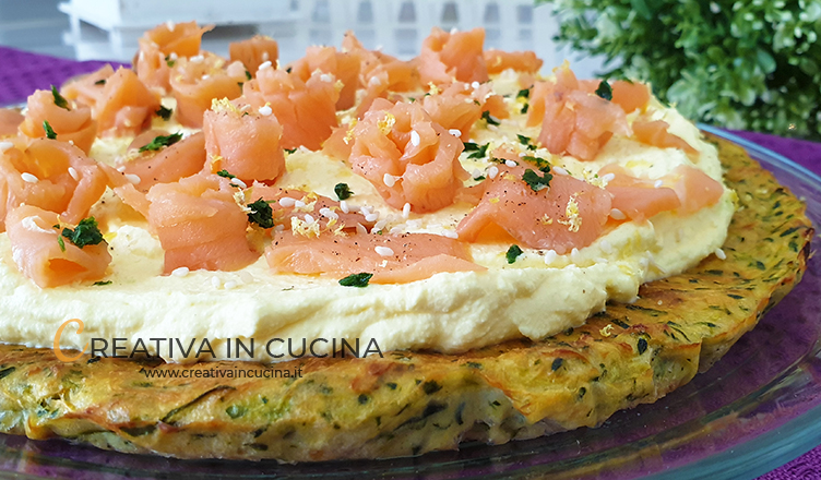 Savory pie with zucchini and salmon recipe by Creativa in the kitchen