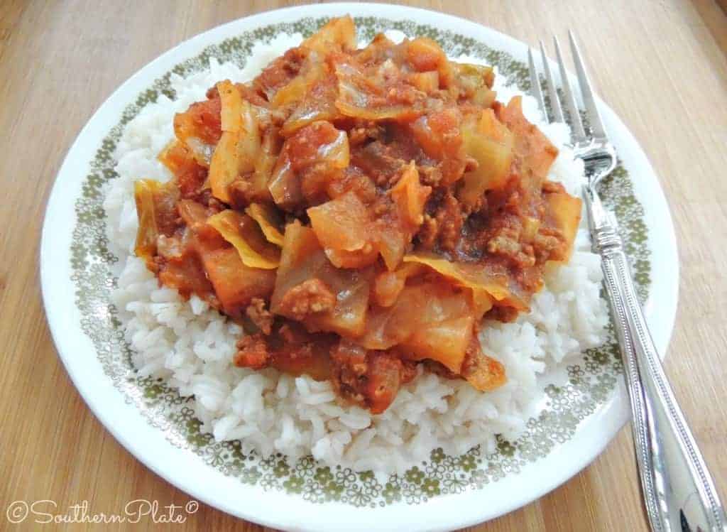 Slow Cooker Cabbage Casserole - Uses Spaghetti Sauce! 