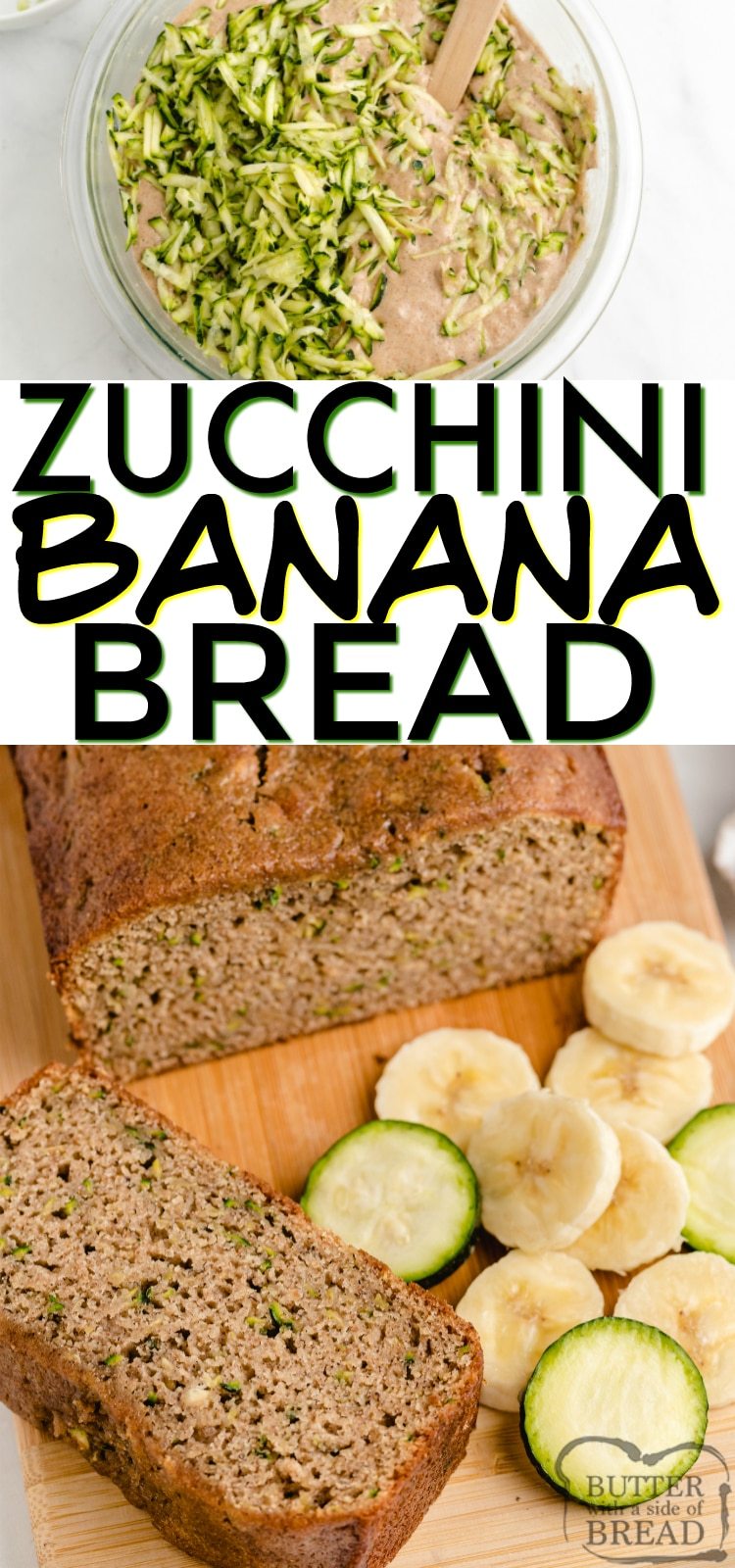 Zucchini Banana Bread is a perfect combination of zucchini bread and banana bread, all in one delicious quick bread recipe!
