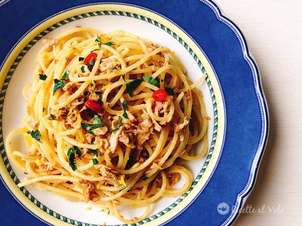 Spaghetti with tuna and lemon dinner saving recipe