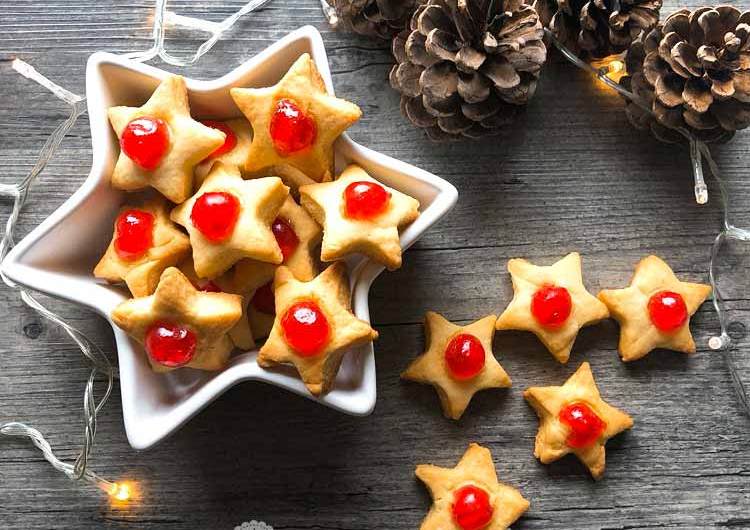 star biscuits with candied cherries